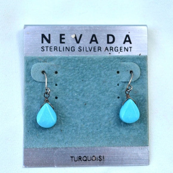 Turquoise earrings, NEVADA brand earrings, 1990s Earrings, Drop Earrings - Picture 3 of 3